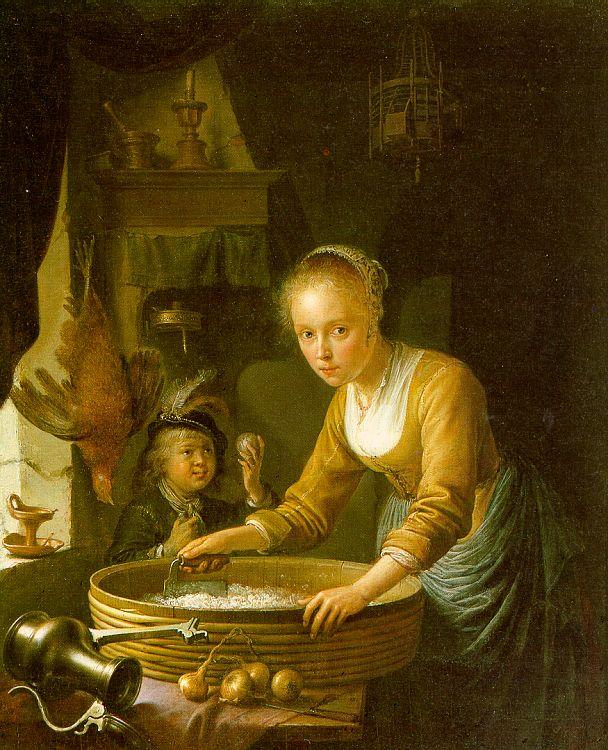 Gerrit Dou Girl Chopping Onions France oil painting art